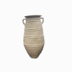 Pot w/Ribbing & Handles White Small